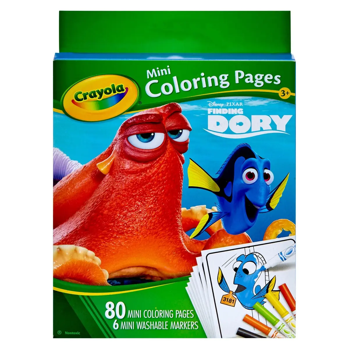 Crayola Finding Dory Mini Coloring Pages & Washable Markers Set | 80 Pages (3.5" x 5") & 6 Markers - main product image