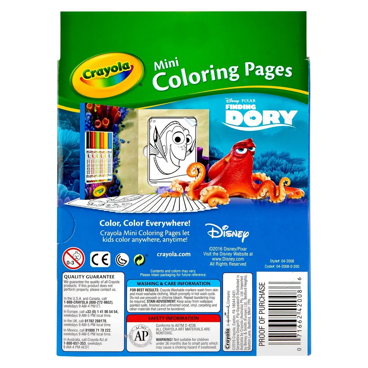 Crayola Finding Dory Mini Coloring Pages & Washable Markers Set | 80 Pages (3.5" x 5") & 6 Markers - view 2
