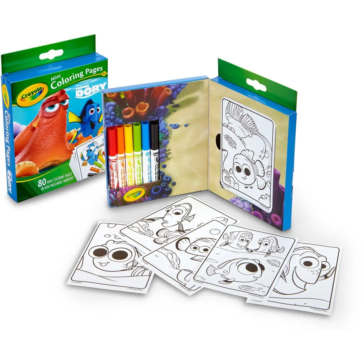 Crayola Finding Dory Mini Coloring Pages & Washable Markers Set | 80 Pages (3.5" x 5") & 6 Markers - view 3