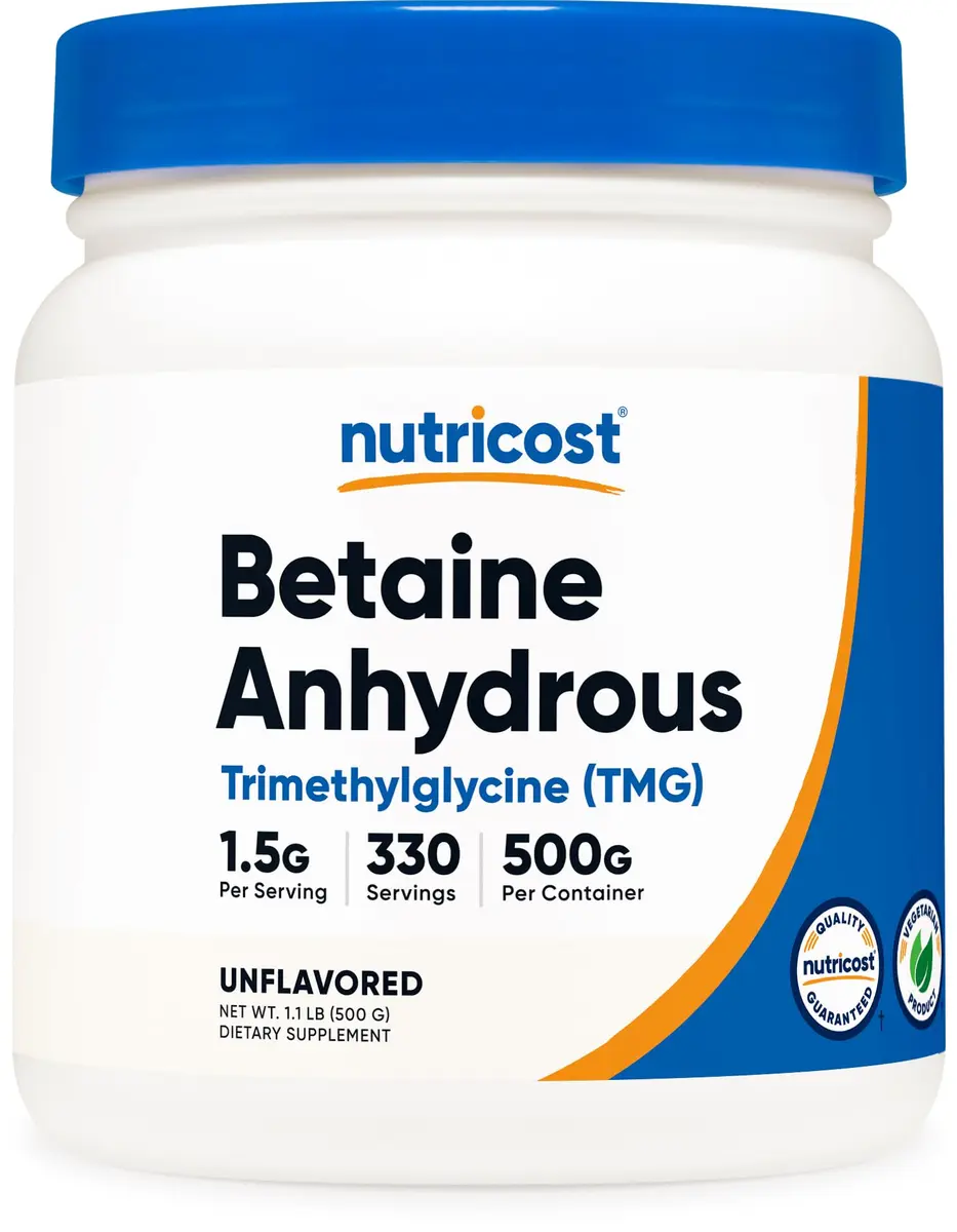 Nutricost Betaine Anhydrous Trimethylglycine (TMG) Powder 500g | Vegetarian, Non-GMO, Gluten Free - main product image