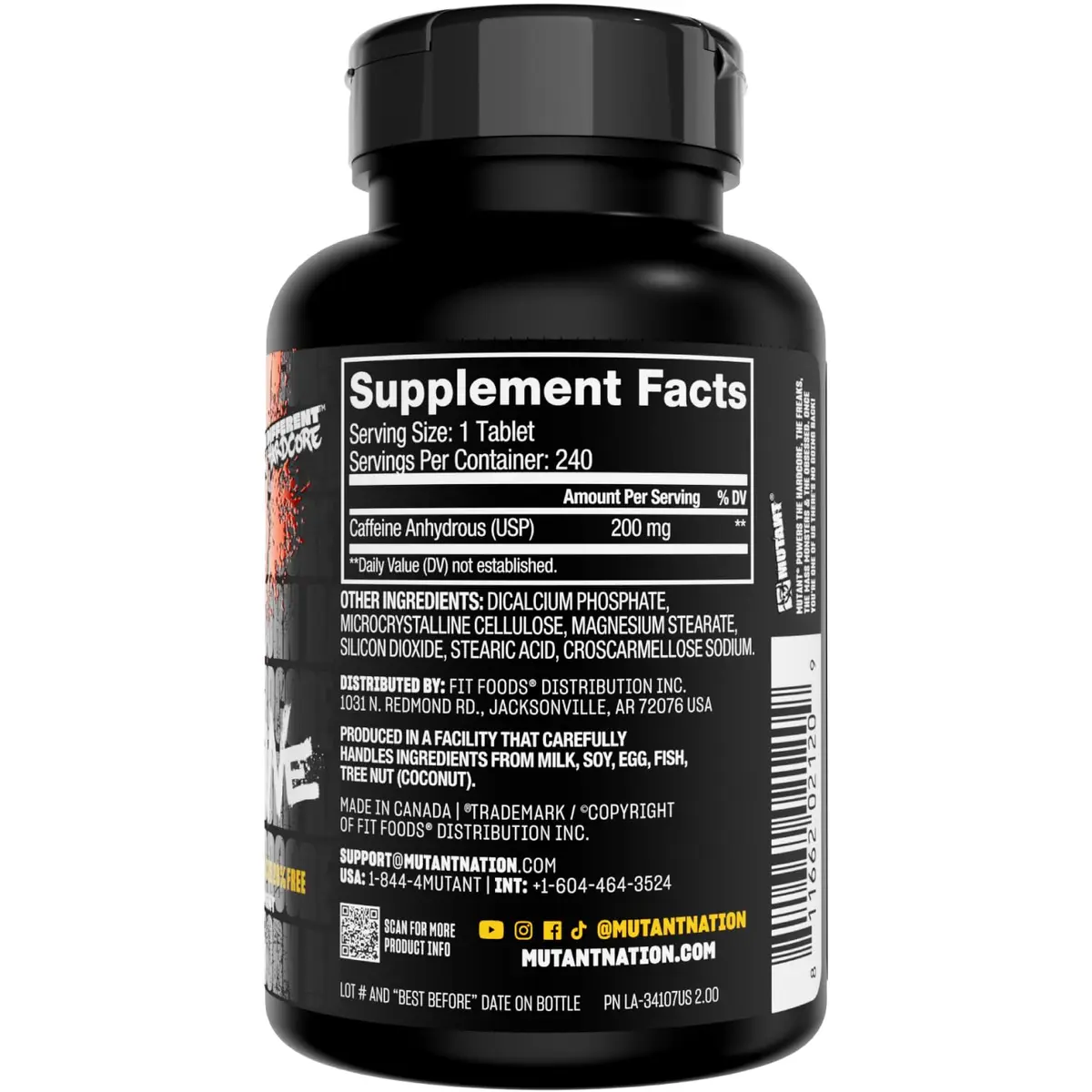 Mutant Caffeine Maximum Strength 200mg | 240 Tablets for Energy & Endurance - view 7
