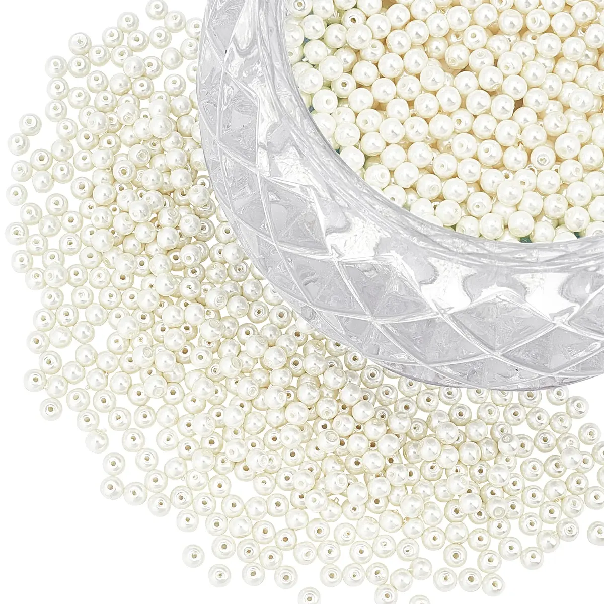PH PandaHall 4mm Pearl Beads 1000 pcs Cream White | Smooth Satin Luster Jewelry Spacer Beads - view 8