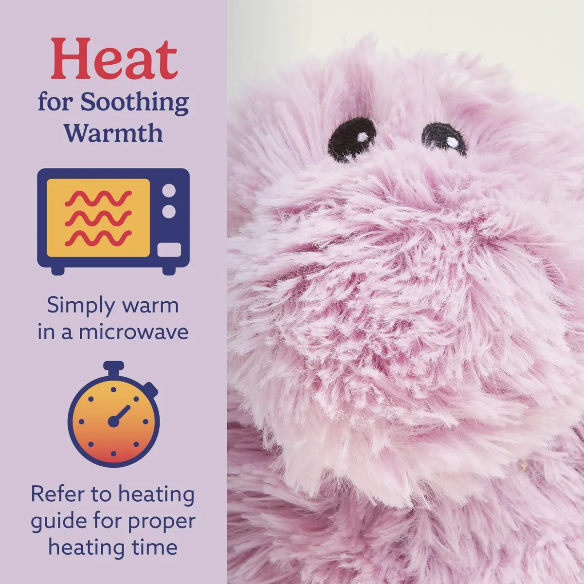 warmies Junior Microwavable Weighted Hippo Stuffed Animal, Cool Touch, 9" | Summer Comfort & Relaxation - view 4