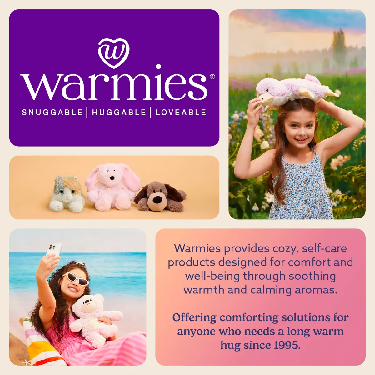 warmies Junior Microwavable Weighted Hippo Stuffed Animal, Cool Touch, 9" | Summer Comfort & Relaxation - view 6