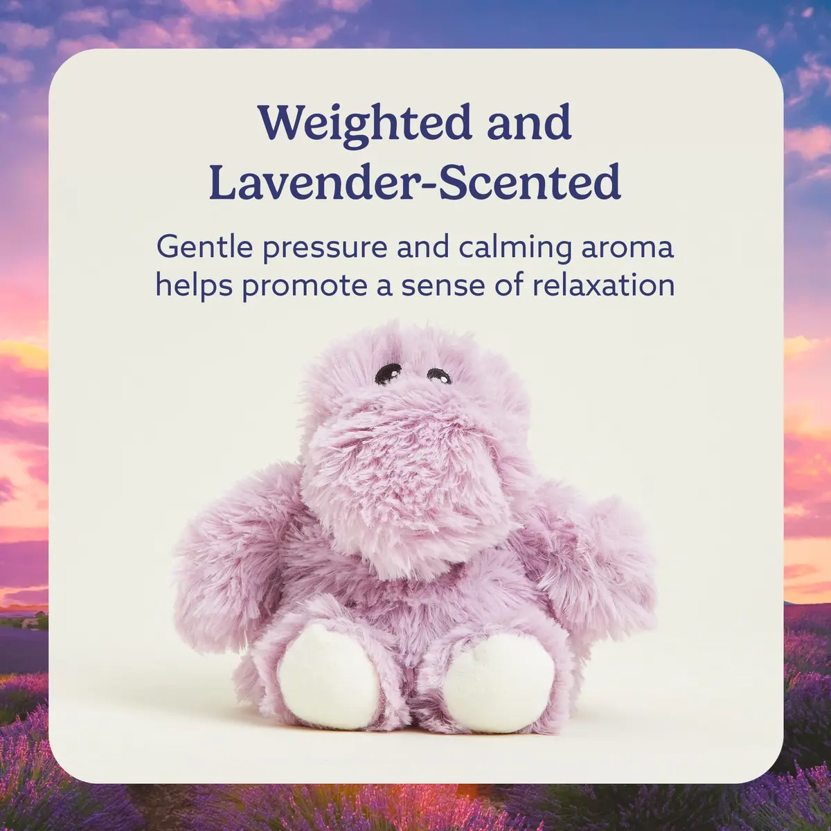 warmies Junior Microwavable Weighted Hippo Stuffed Animal, Cool Touch, 9" | Summer Comfort & Relaxation - view 3
