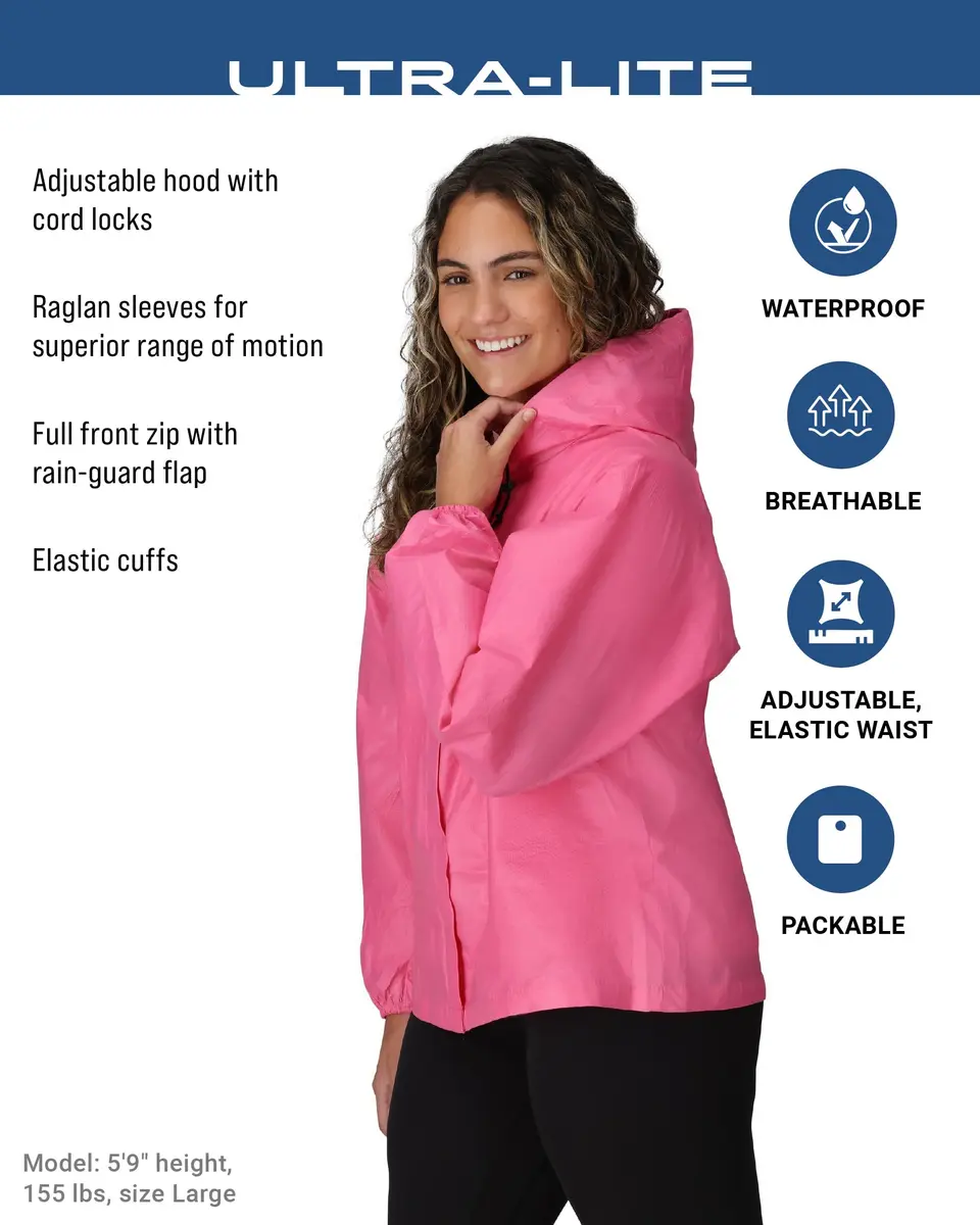 FROGG TOGGS Women's Ultra-Lite2 Waterproof Breathable Rain Jacket, Pink, X-Large | Lightweight, Breathable & Packable - view 3