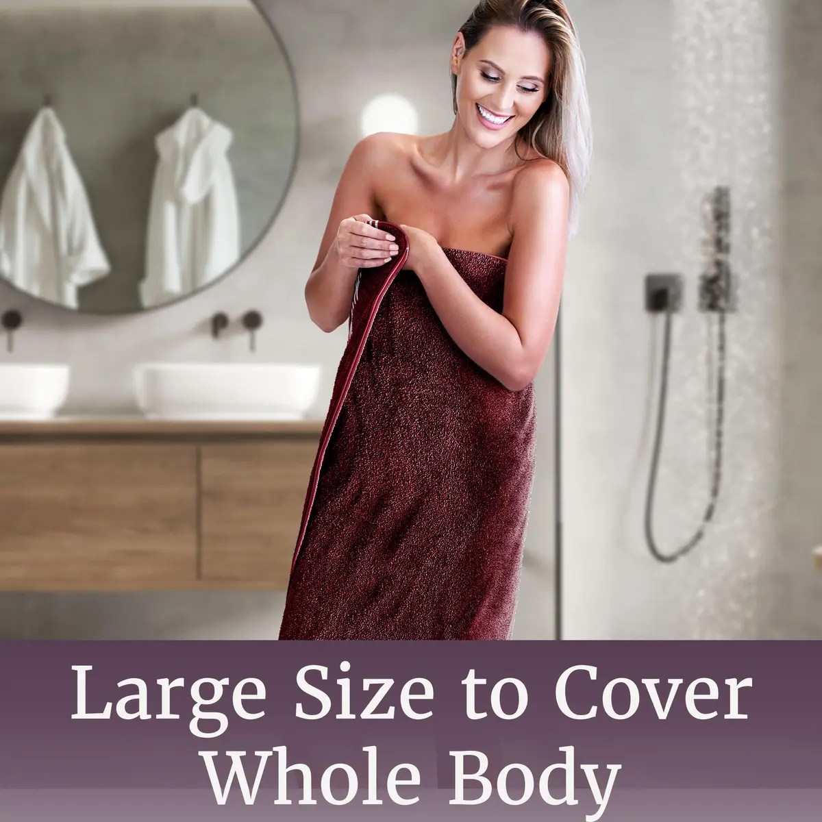 Lavish Home Bathroom Towels Set, 8-Piece, Burgundy | Spa-Quality Cotton, Quick-Dry, Soft - view 6