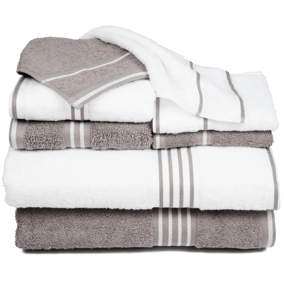 Lavish Home Rio 8 Piece 100% Cotton Towel Set - White & Silver | Soft & Absorbent 575 GSM - main product image
