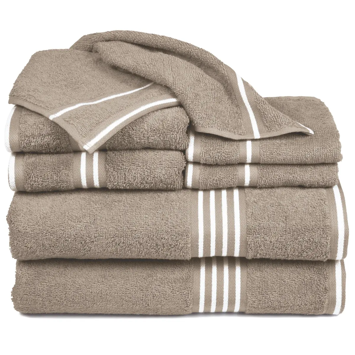 Lavish Home Bathroom Towels Set, 8-Piece, Taupe | Plush 575 GSM Cotton for Spa & Home Use - main product image