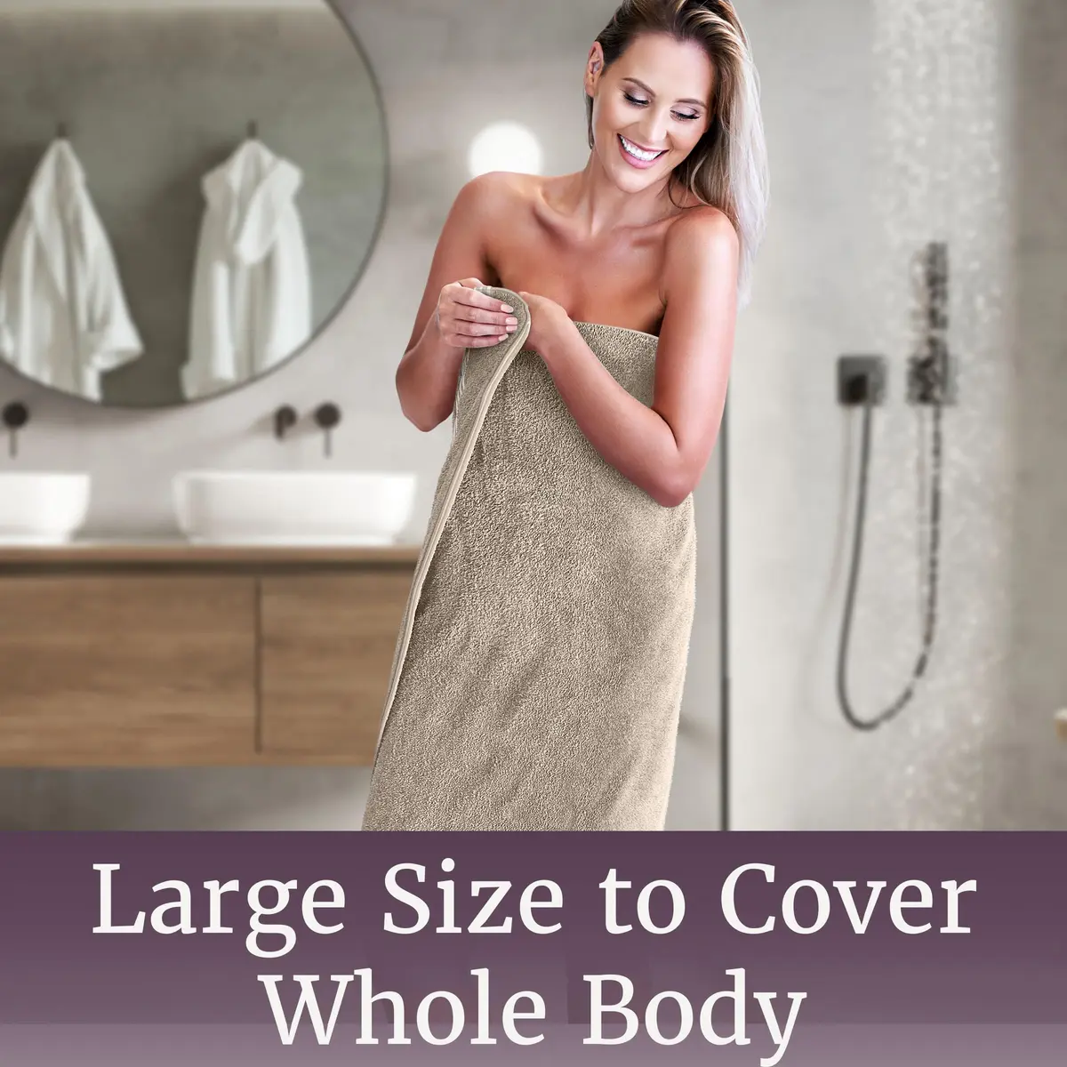 Lavish Home Bathroom Towels Set, 8-Piece, Taupe | Plush 575 GSM Cotton for Spa & Home Use - view 6