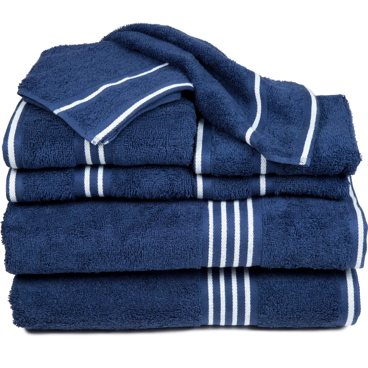 Lavish Home Bathroom Towels Set, 8-Piece Navy | Plush 575 GSM Cotton for Spa & Daily Use - main product image