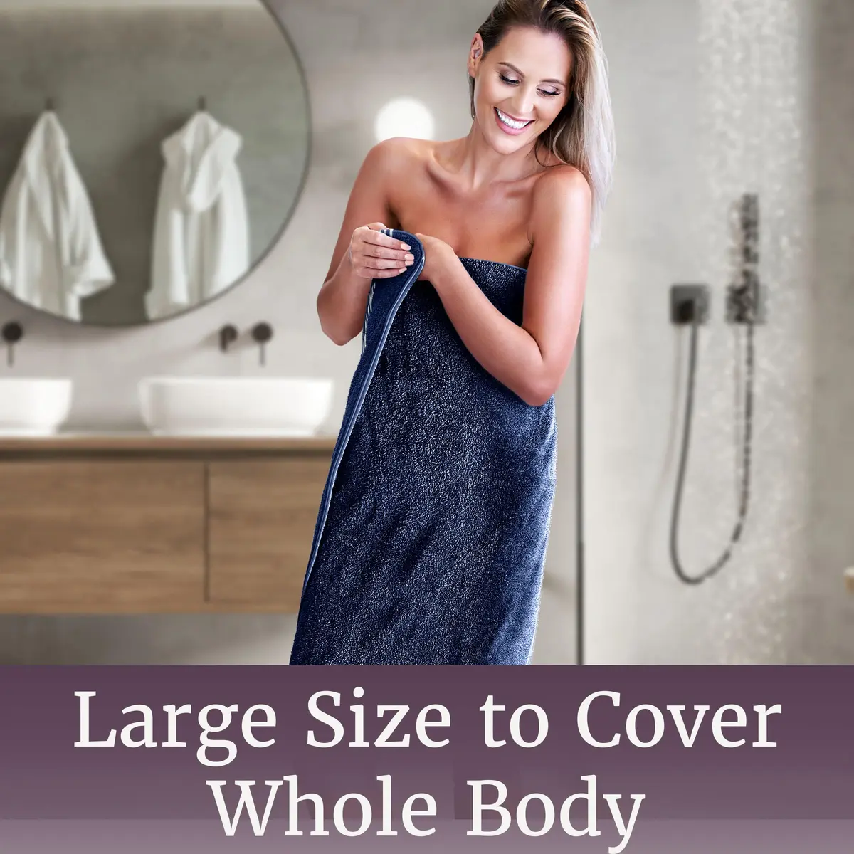 Lavish Home Bathroom Towels Set, 8-Piece Navy | Plush 575 GSM Cotton for Spa & Daily Use - view 6