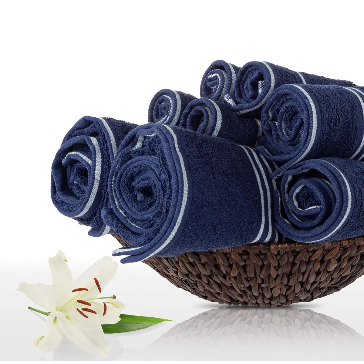 Lavish Home Bathroom Towels Set, 8-Piece Navy | Plush 575 GSM Cotton for Spa & Daily Use - view 8