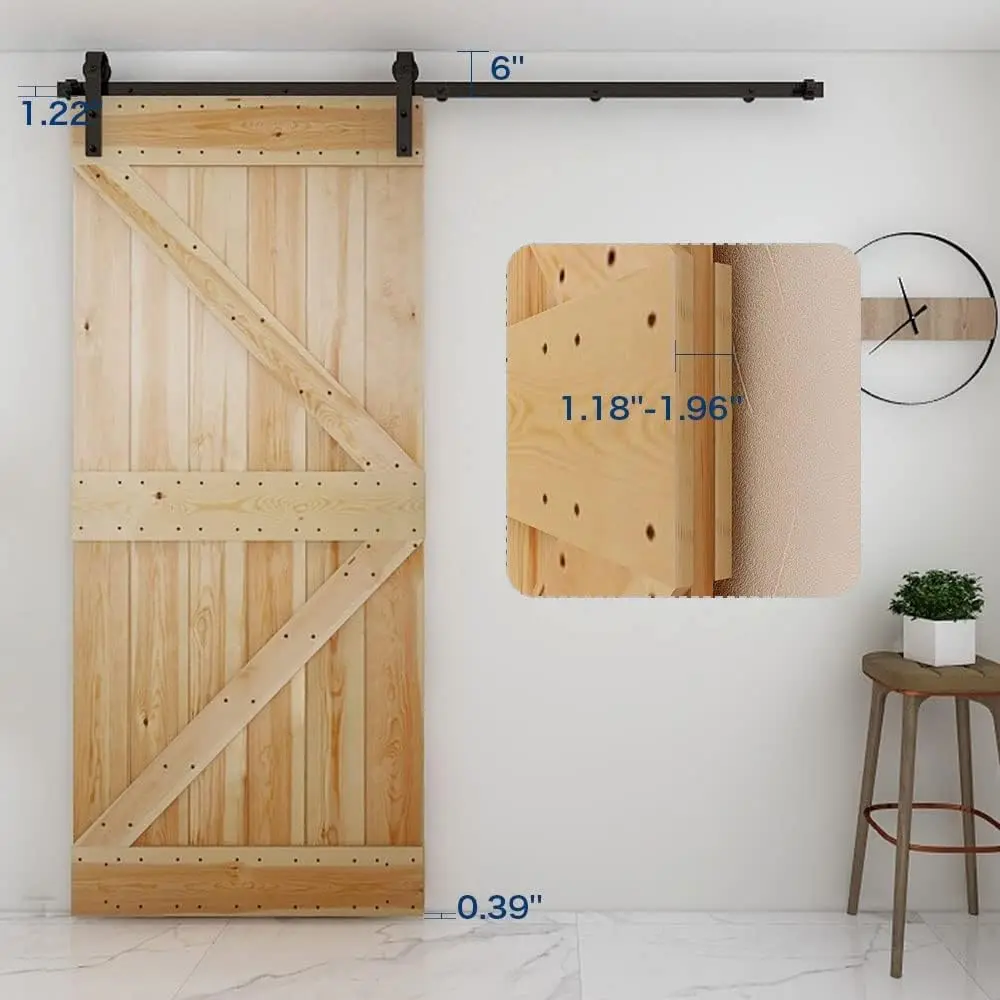 CCJH 6ft (1.83m) Sliding Barn Door Hardware Kit | Black Carbon Steel Roller for 36" Wide Doors - view 3