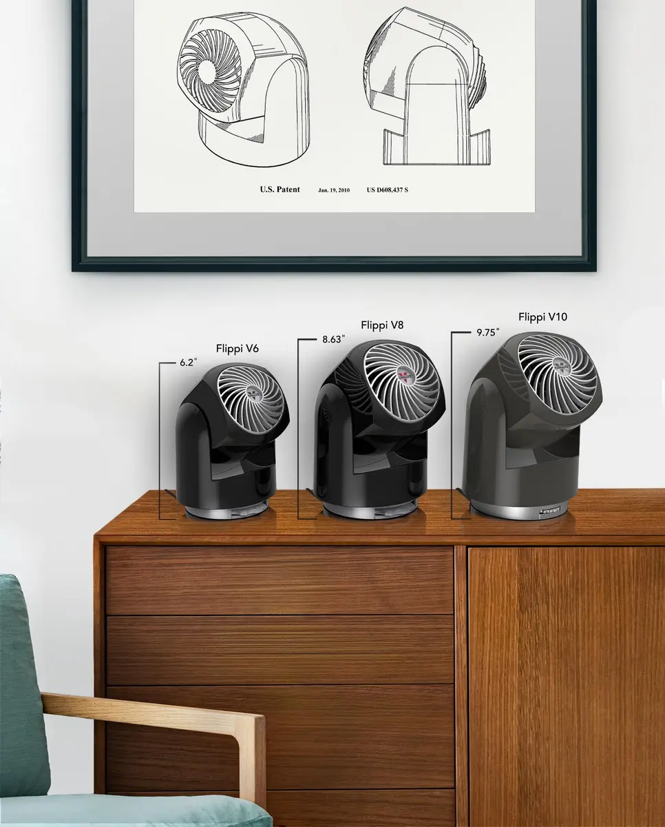 Vornado Flippi V6 Compact Air Circulator Fan, Quiet Portable Travel Fan for Office or Bedroom, Adjustable Head, 2 Speeds, Vintage White - view 6
