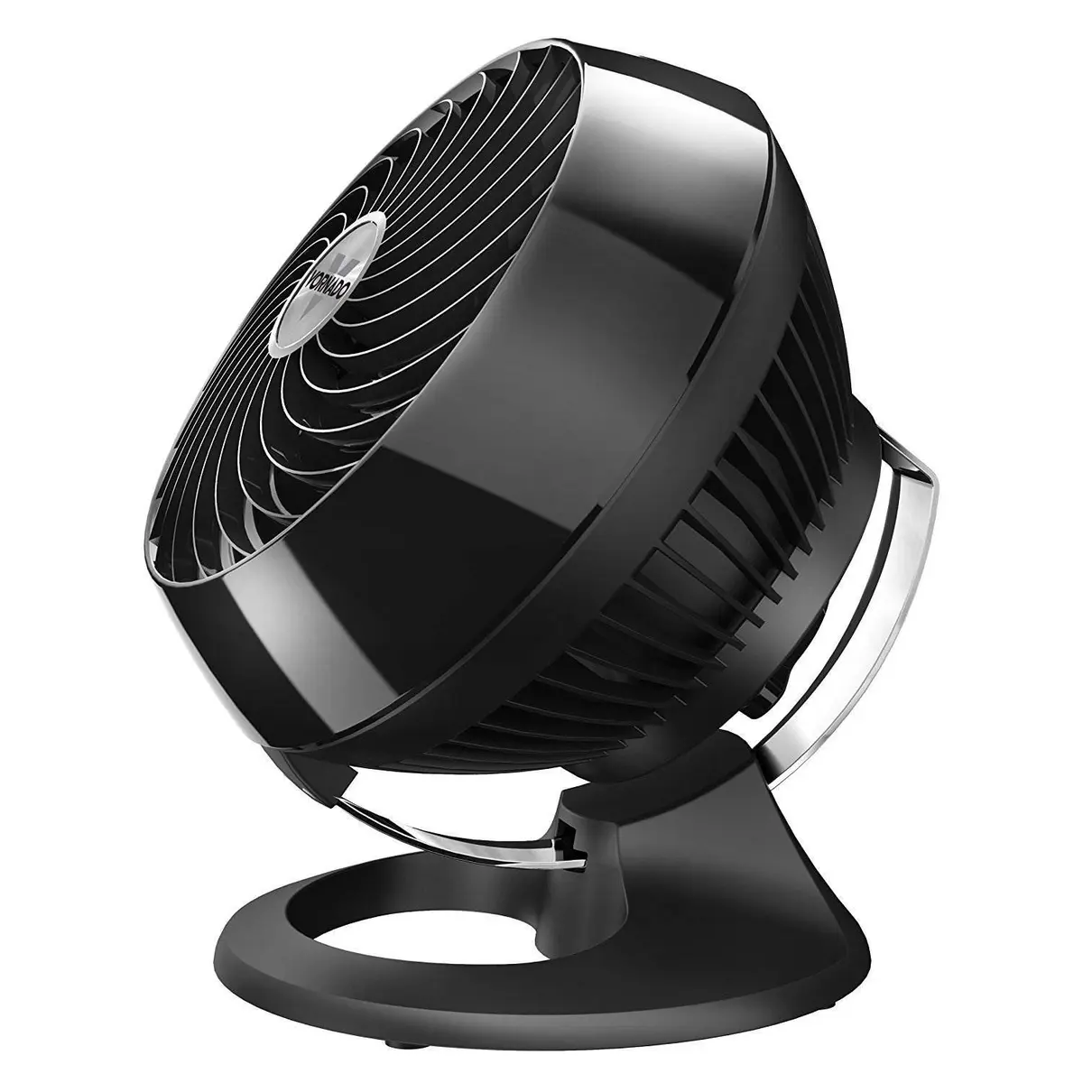 Vornado 460 Small Desk Fan with 3 Speed Settings, Adjustable Tilt Chrome Glide Bar, for Bedroom, Office, Home, Air Circulation up to 70 Feet, Quiet Table Fan, Black - main product image