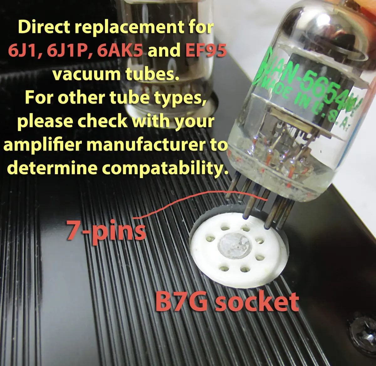 Riverstone Audio Tested/Matched Pair (2 Tubes) 7-Pin JAN 5654W Vacuum Tubes - Platinum Grade Upgrade for 6AK5 / 6J1 / EF95 - view 2