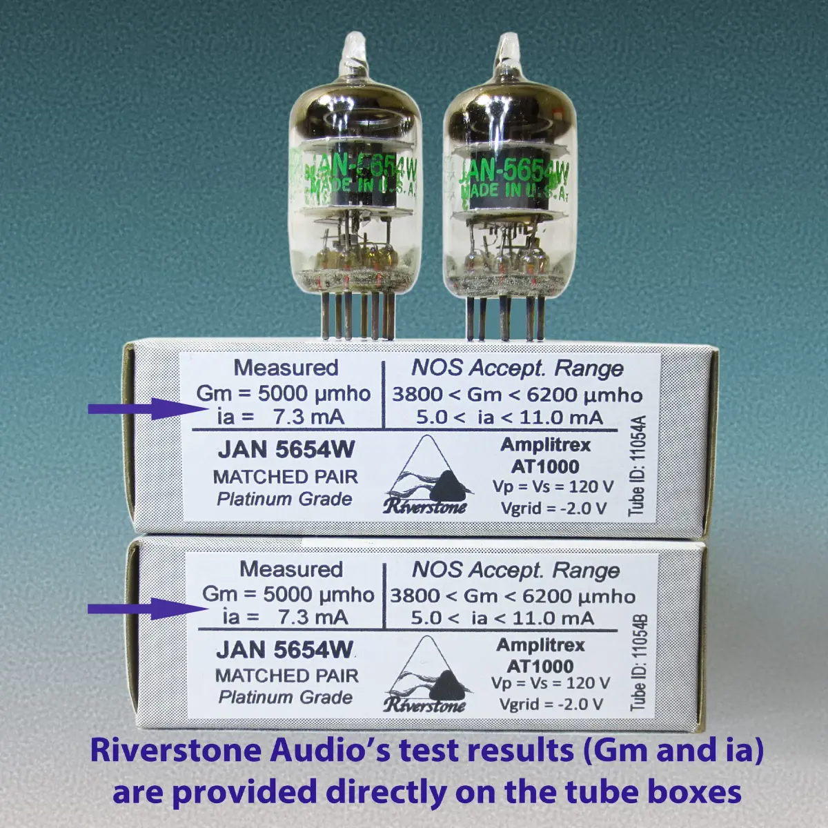 Riverstone Audio Tested/Matched Pair (2 Tubes) 7-Pin JAN 5654W Vacuum Tubes - Platinum Grade Upgrade for 6AK5 / 6J1 / EF95 - view 4