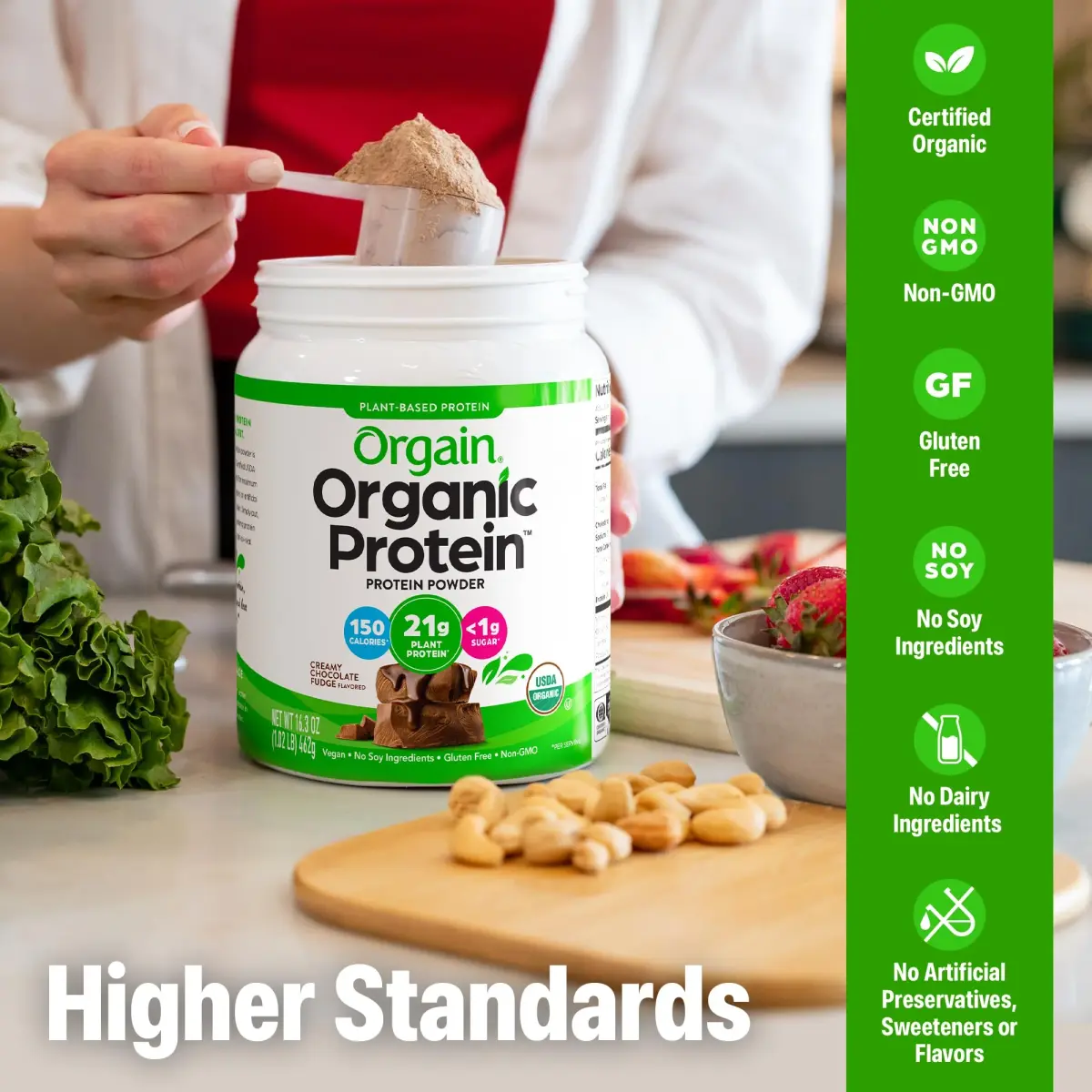 Orgain Organic Vegan Protein Powder Creamy Chocolate Fudge 1.02 lb (463 g) | 21g Protein Per Serving - view 4