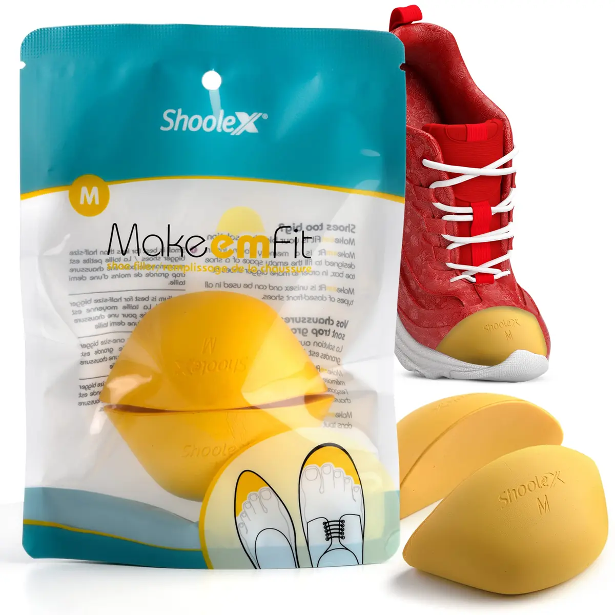 Shoolex Make Em Fit Shoe Filler for Too Big Shoes | Memory Foam Toe Cushion Inserts for Men & Women - main product image