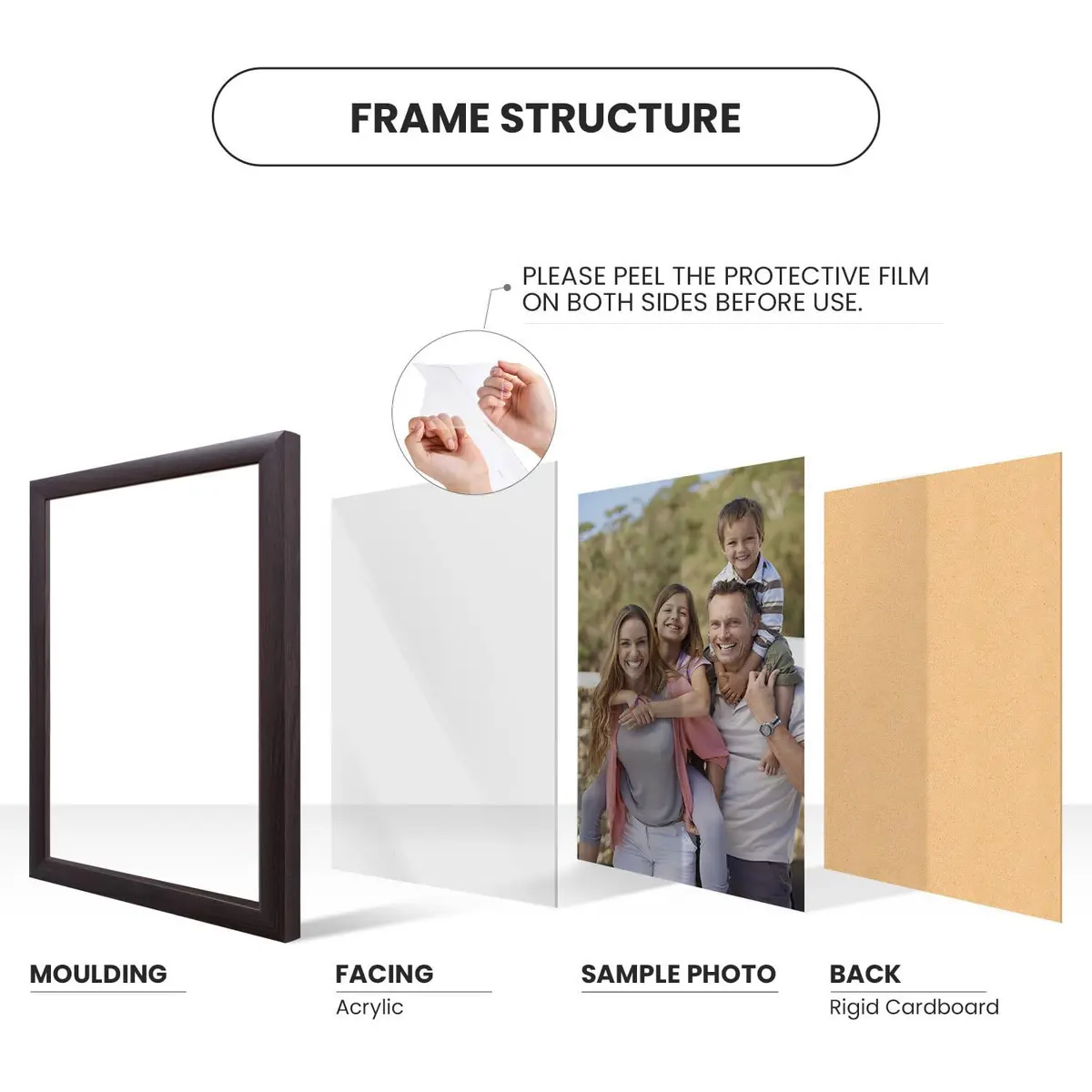 Craig Frames 22x28 inch Brazilian Walnut Picture Frame | Shatter-Resistant Acrylic Front, USA-Sourced - view 7