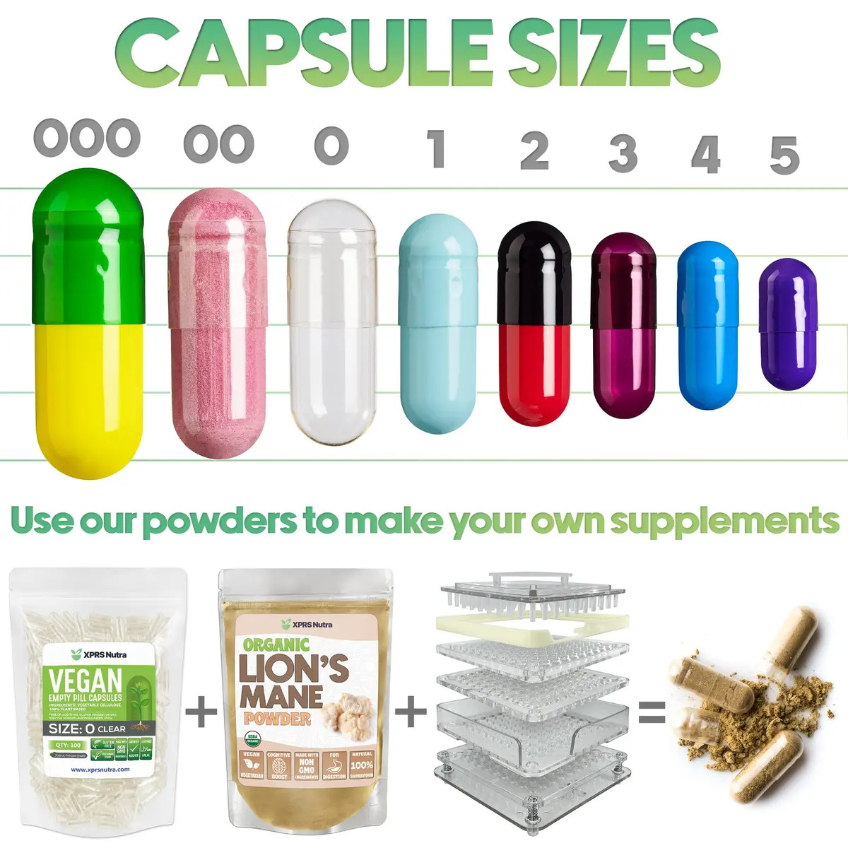 XPRS Nutra Size 3 Empty Capsules 500 Count | Premium Gelatin Pills for DIY Supplements - view 5