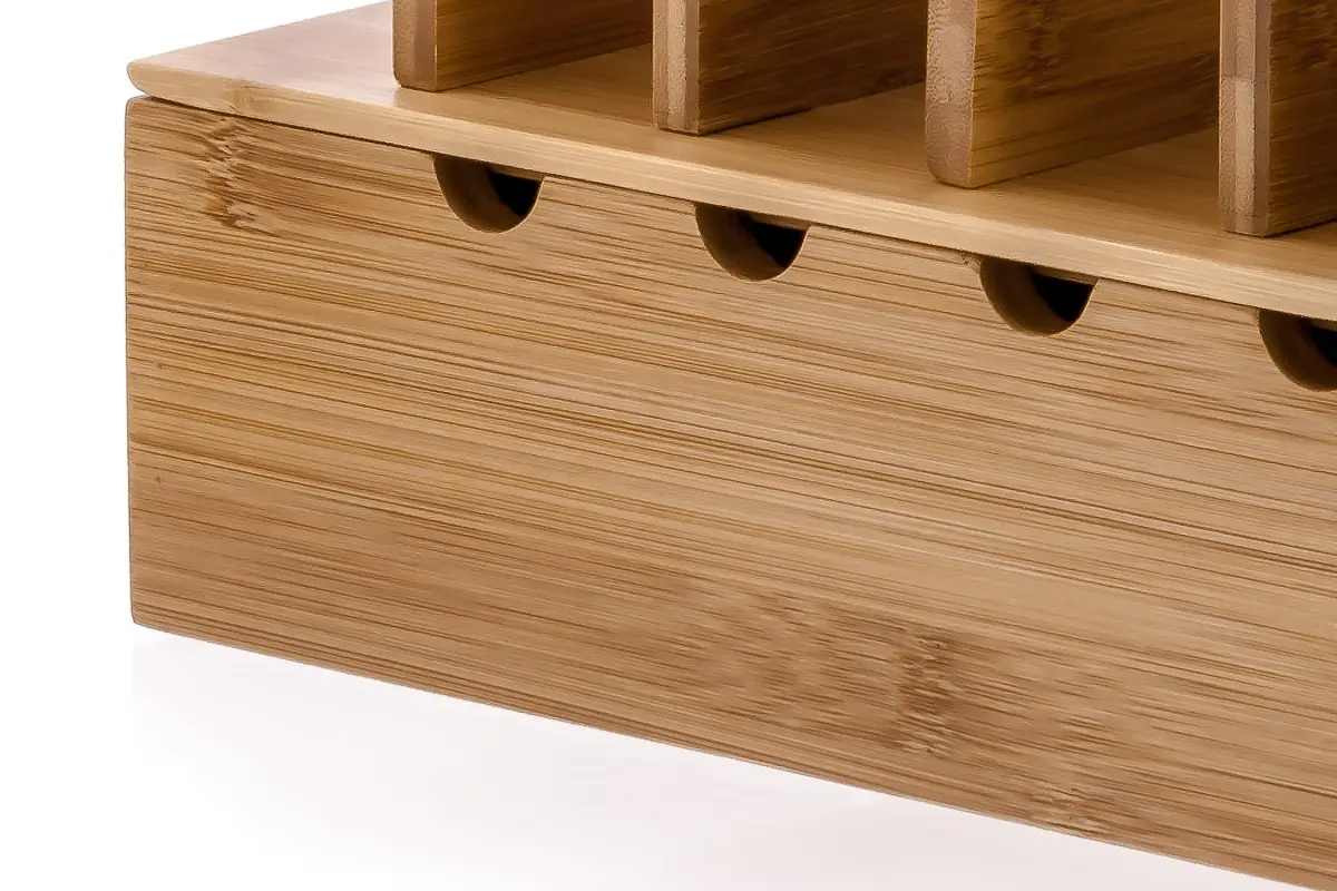 Prosumer's Choice Wooden Charging Station Organizer 12.5" L x 7.5" W x 6.5" H | Holds 5 Devices with Cable Management - view 7