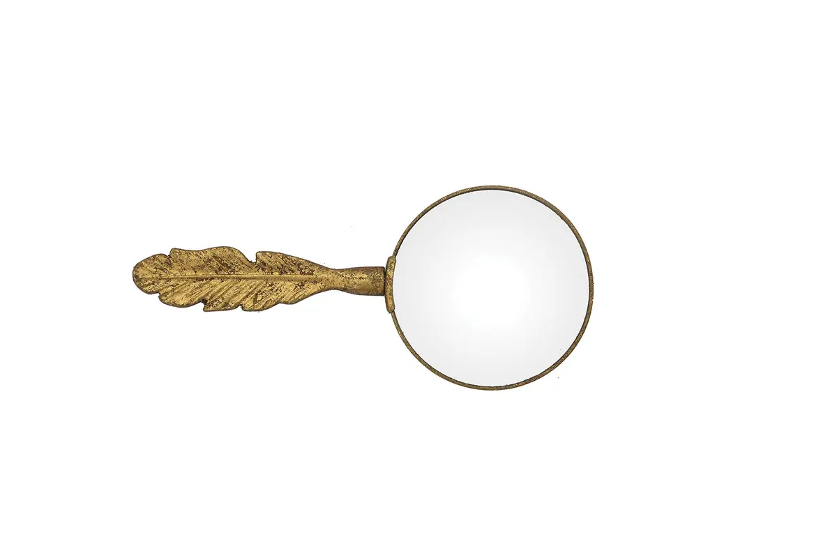 Creative Co-Op Gold Magnifying Glass with Feather Shaped Handle | Decorative & Handy for Daily Use (70-120 chars) - view 2