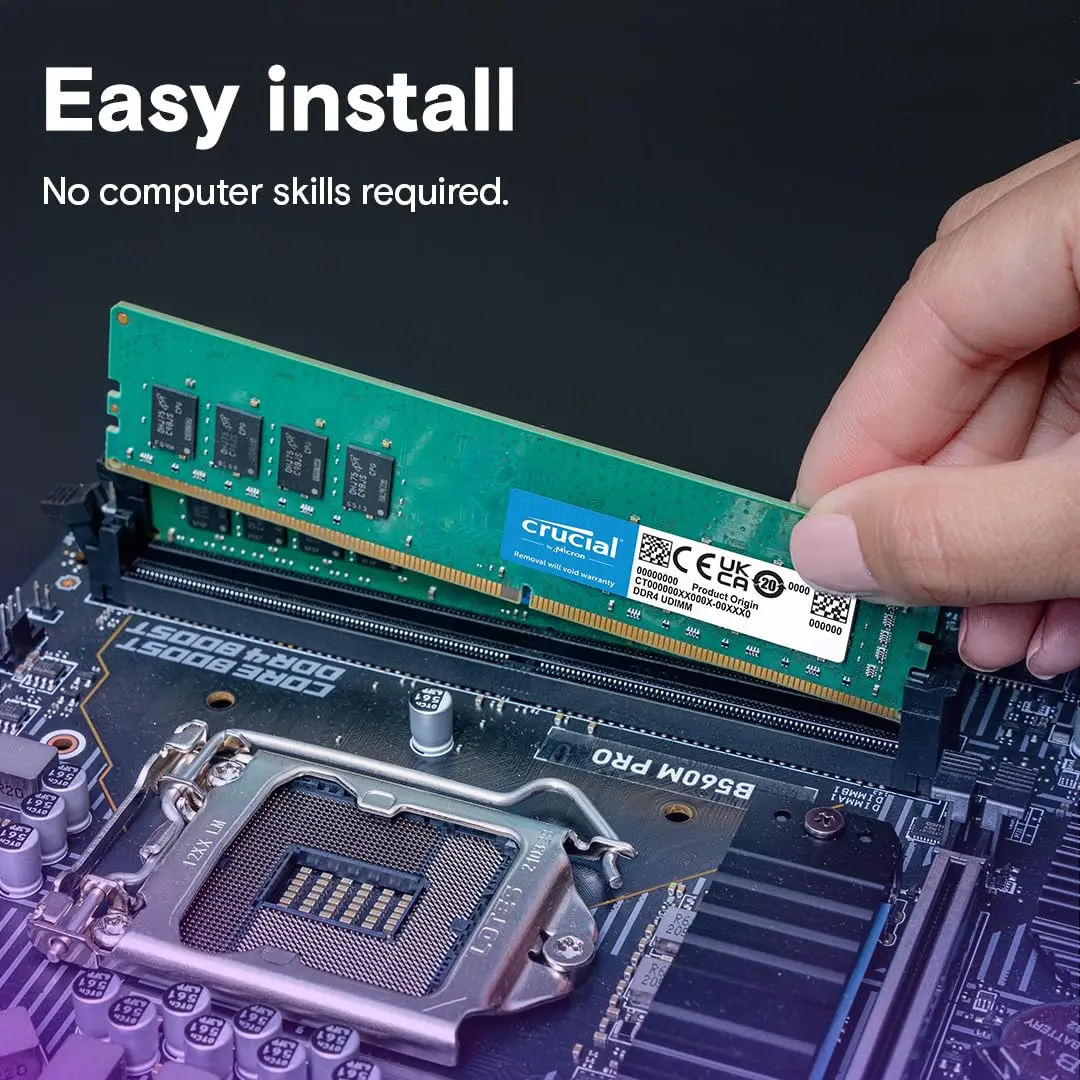 Crucial 8GB DDR4 2400MHz DIMM Memory Module | Seamless Multitasking & Faster Performance - view 3