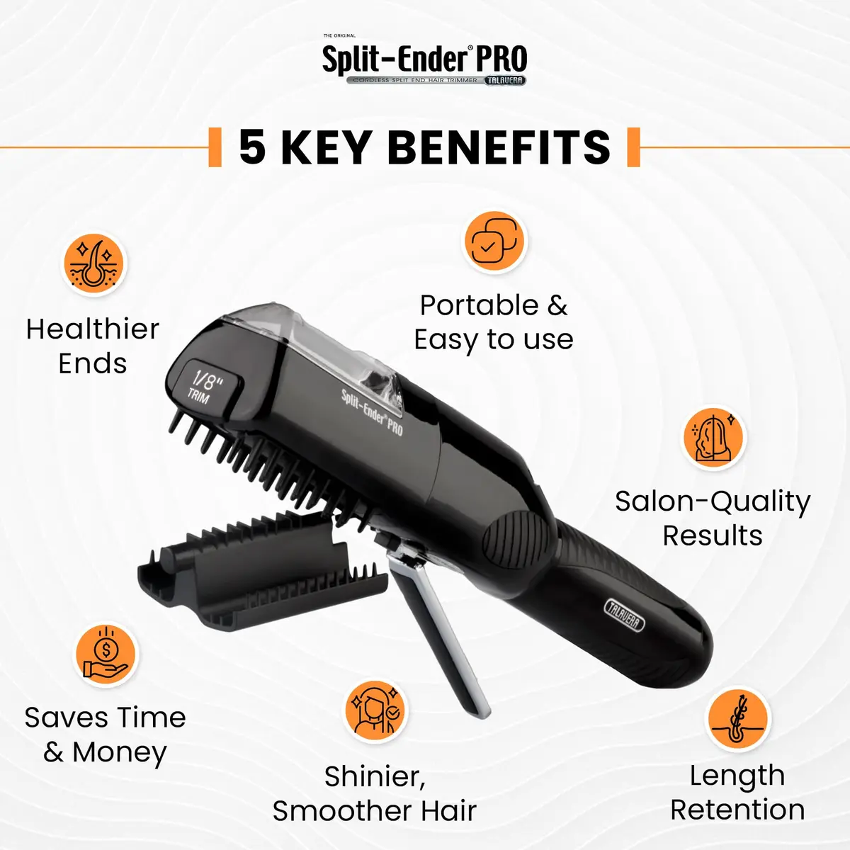 Split-Ender PRO Hair Trimmer - Cordless Professional Hair Tool for Damaged & Frizzy Hair | Black - view 3