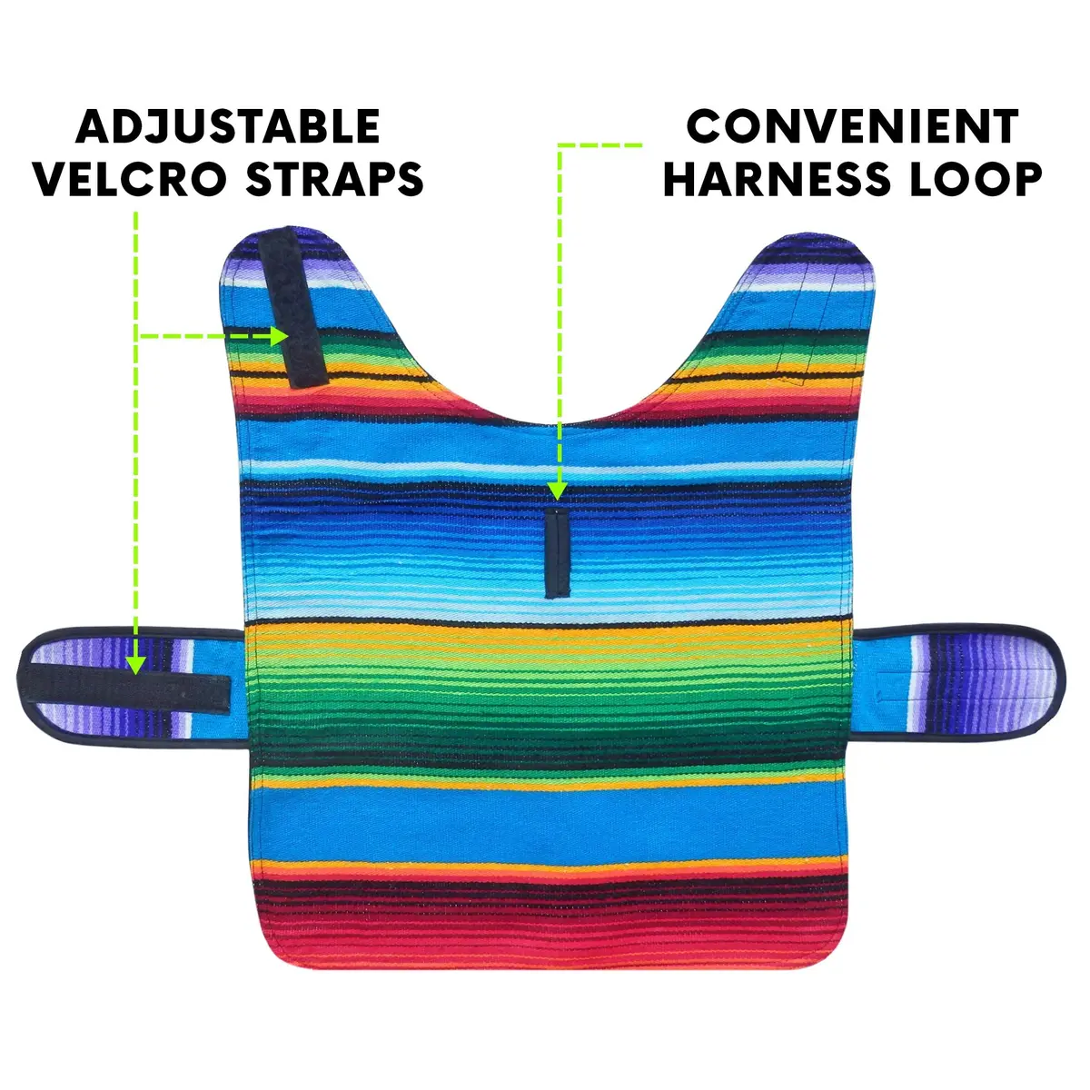 Baja Ponchos Handmade Dog Poncho Large | Unique Mexican Blanket Dog Coat (Blue, Large) - view 3