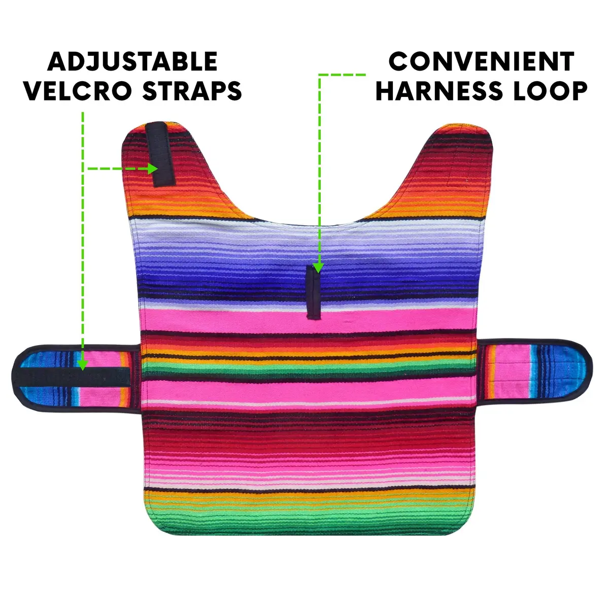 Baja Ponchos Handmade Dog Poncho XXS | Cinco De Mayo Chihuahua Costume from Authentic Mexican Blanket (Pink, XXS) - view 2