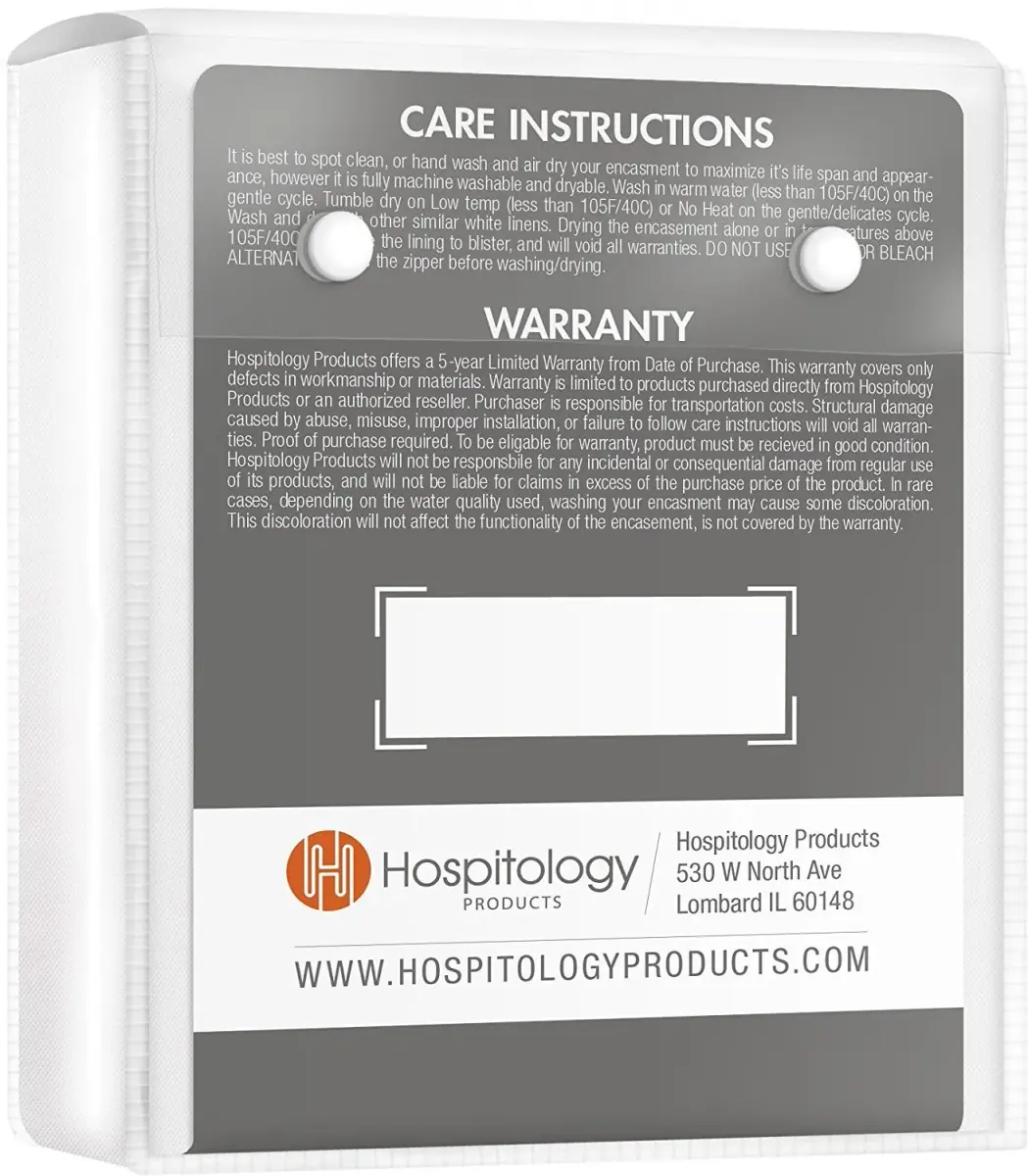 Hospitology Products Queen Pillow Encasement Set of 2 | 50cm x 76cm Waterproof Hypoallergenic Pillow Protector - view 2