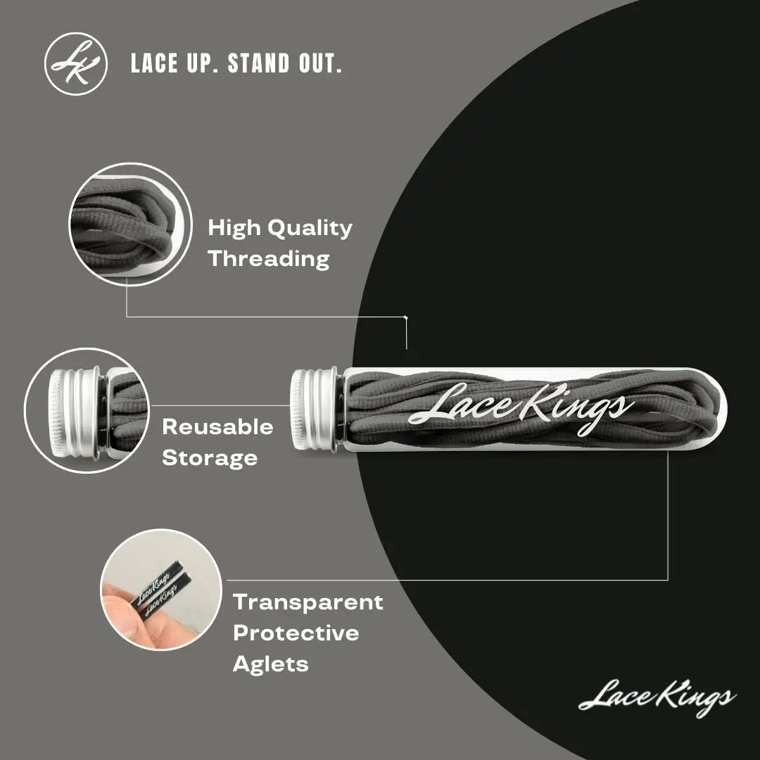 Lace Kings Oval Shoelaces Dark Grey 36in | Stylish Athletic Replacement - view 2