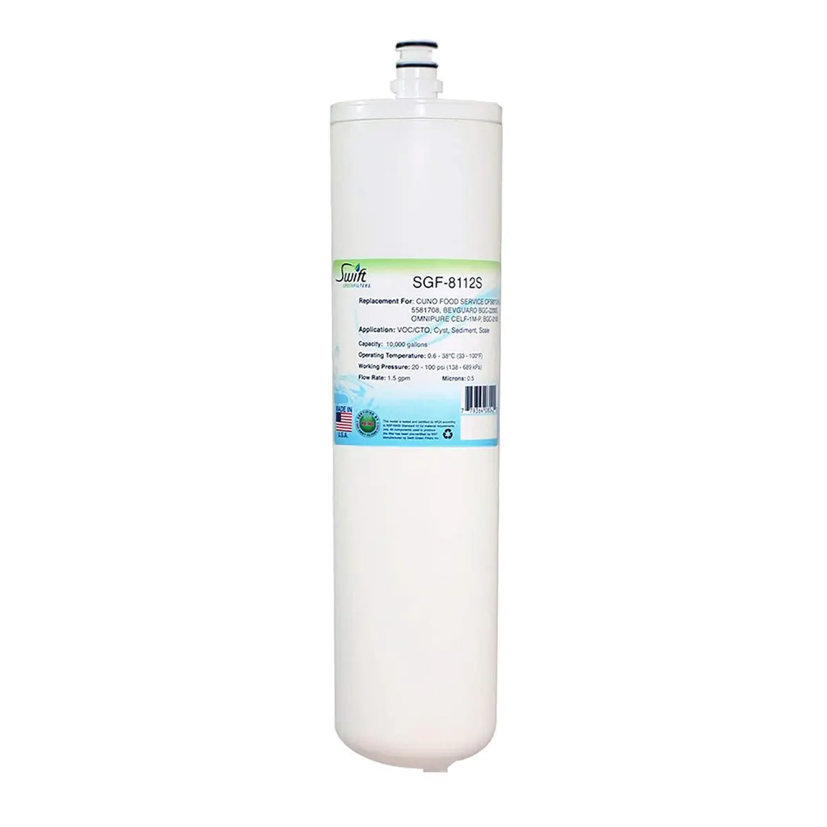 Swift Green Filters SGF-8112S Replacement Water Filter 17.2 oz (0.8 kg) | NSF/ANSI Certified for VOCs, Chlorine Taste & Odor Reduction - main product image