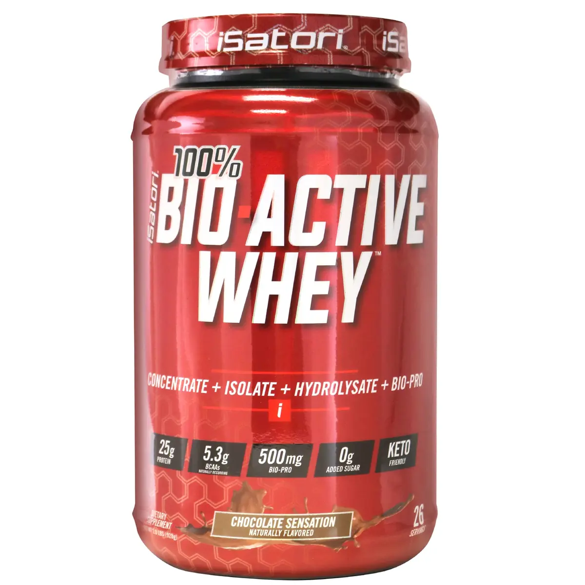 iSatori 100% Bio-Active Whey Protein Chocolate Flavor | 26 Servings, 25g Protein, Supports Faster Recovery - main product image