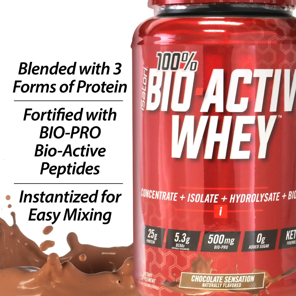 iSatori 100% Bio-Active Whey Protein Chocolate Flavor | 26 Servings, 25g Protein, Supports Faster Recovery - view 6