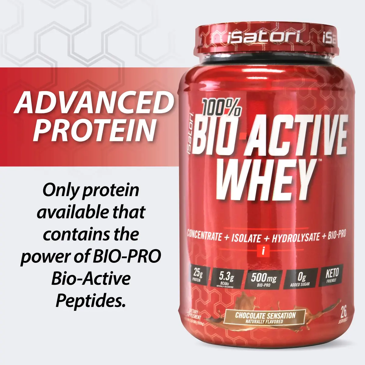 iSatori 100% Bio-Active Whey Protein Chocolate Flavor | 26 Servings, 25g Protein, Supports Faster Recovery - view 7