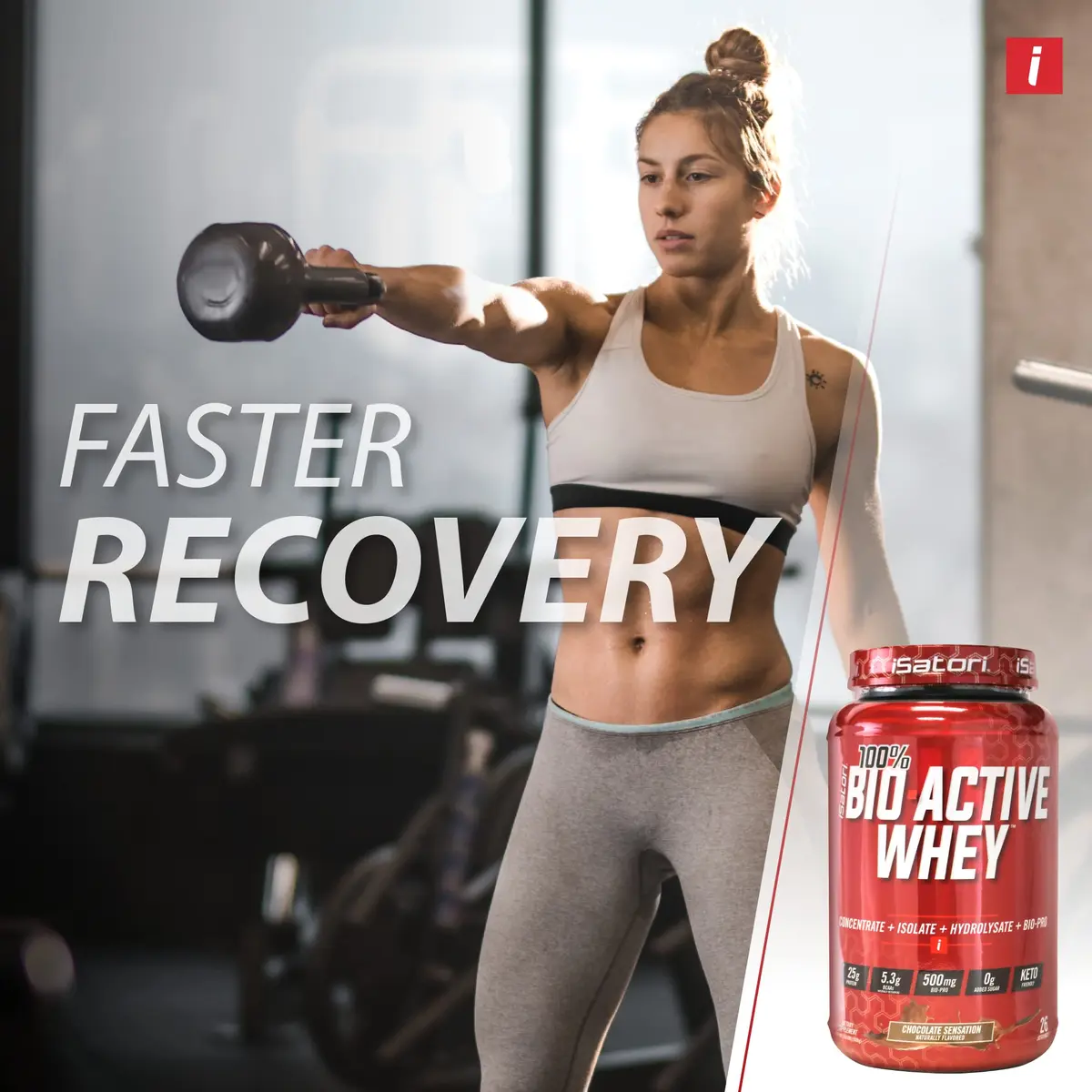 iSatori 100% Bio-Active Whey Protein Chocolate Flavor | 26 Servings, 25g Protein, Supports Faster Recovery - view 4