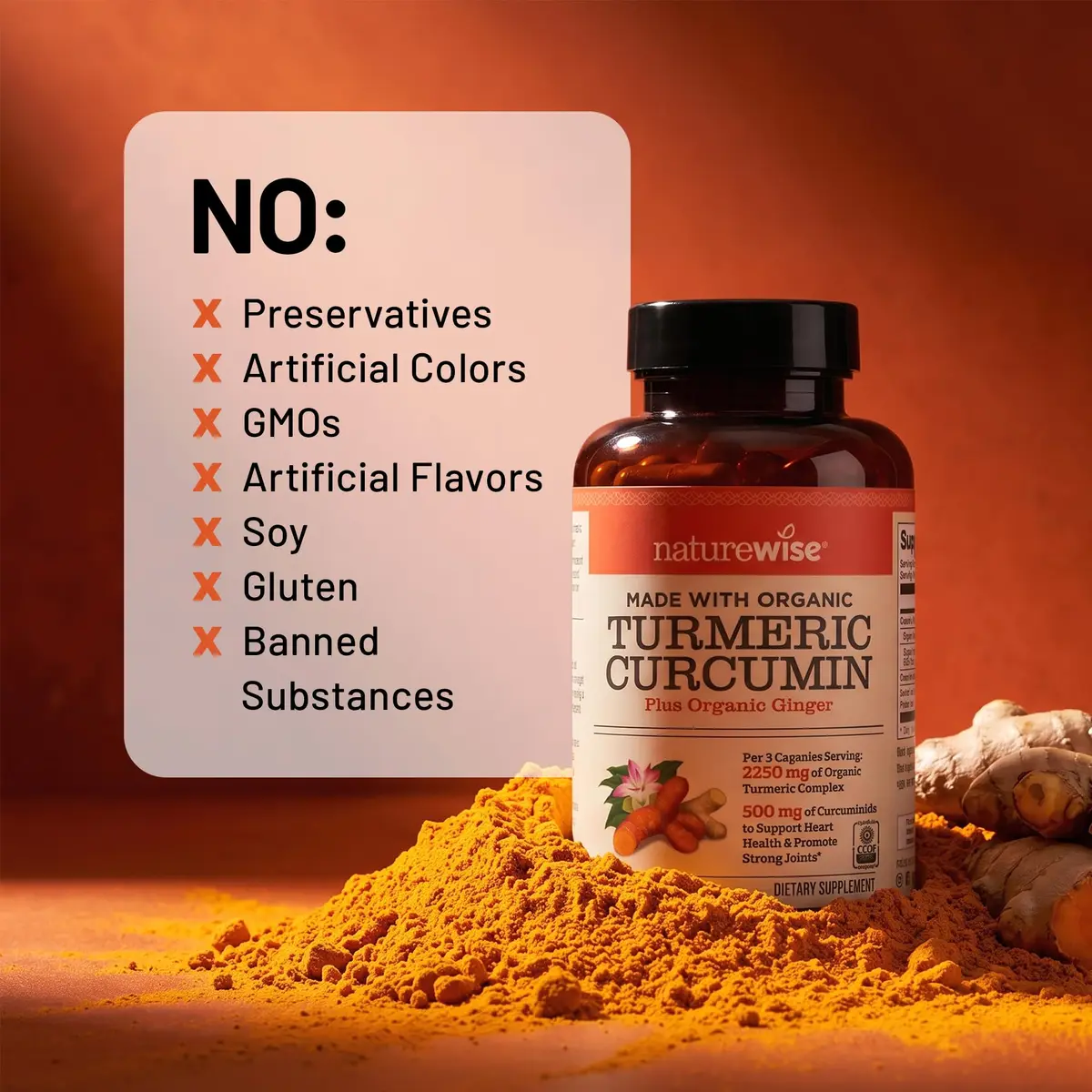 NatureWise Turmeric Curcumin 2250mg Supplement with BioPerine, 180 Capsules | Supports Joint & Overall Wellness - view 8