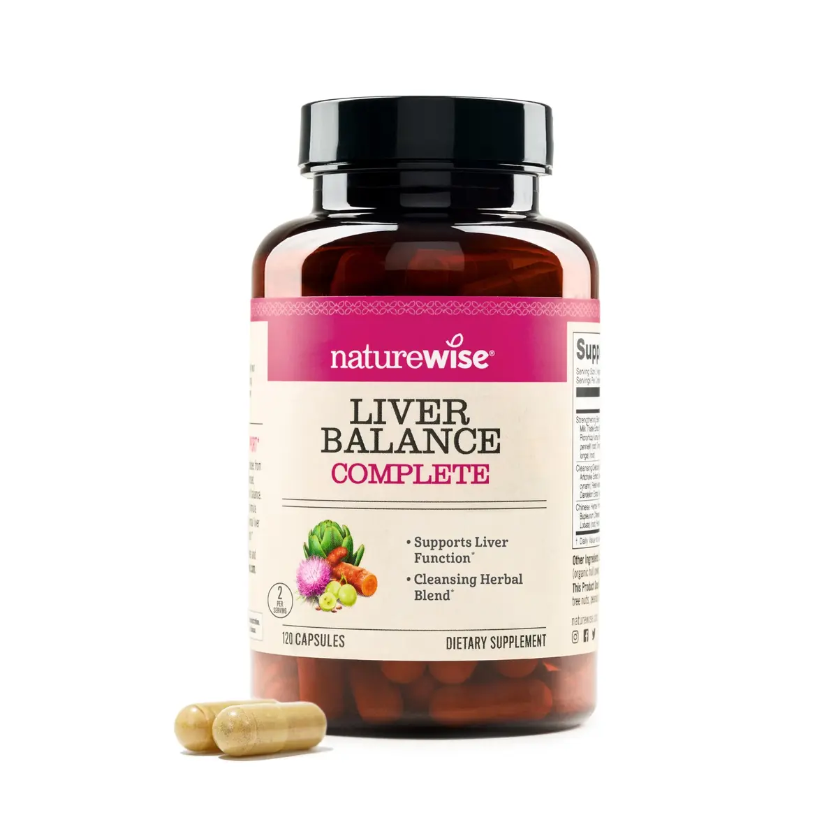 NatureWise Liver Balance Detox Supplement - Vegan, 120 Capsules | Supports Liver Function & Cleansing - main product image
