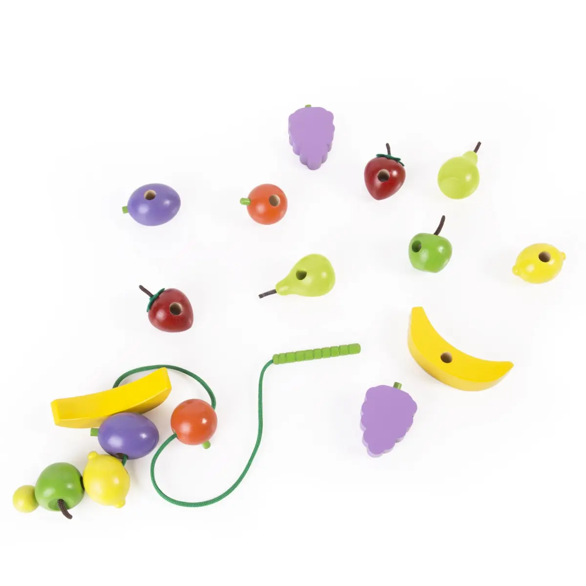 Guidecraft Count and Lace Fruit - Color and Shape Sorting Wooden Multi-Color Fruits Toy Set for Toddlers, Kids Learning & Educational Toys, Magnetic Matching Game - view 4
