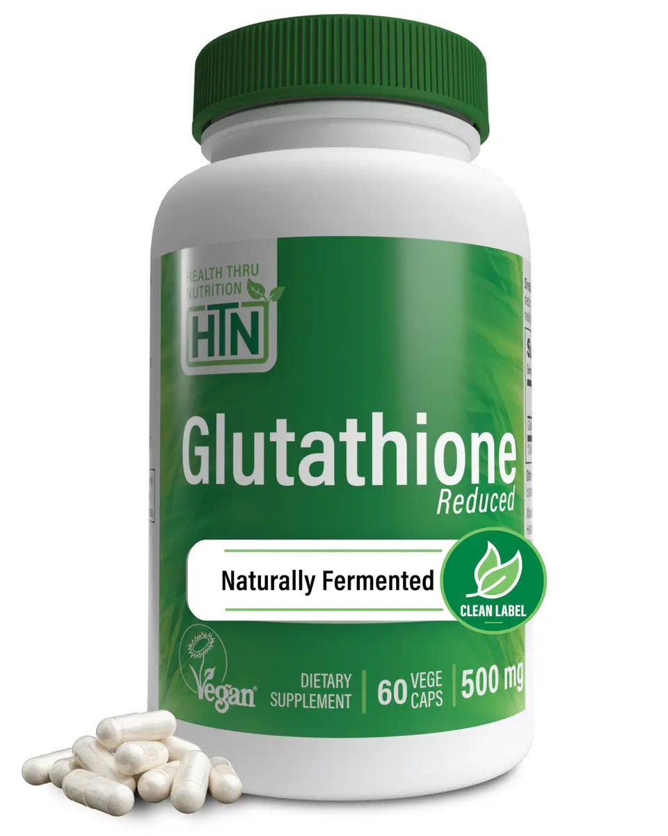 Health Thru Nutrition Glutathione Reduced GSH 500mg | Bioavailable Master Antioxidant for Skin & Immunity - main product image