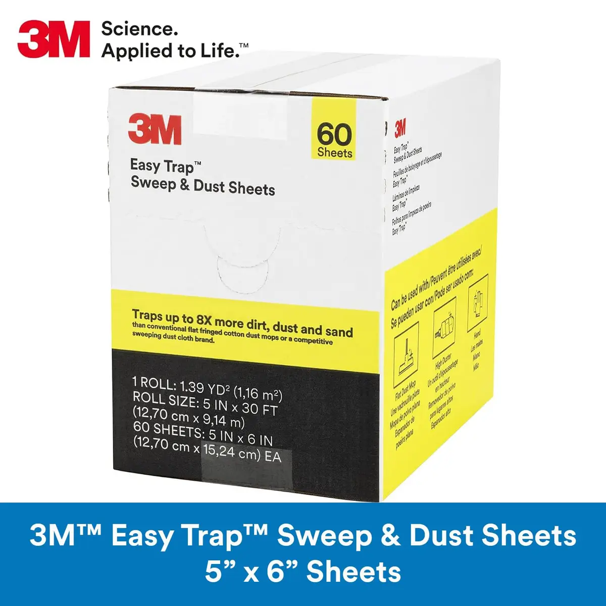 3M Easy Trap Sweep and Dust Sheets Roll 60 Sheets (15.24cm x 15.24cm) | Traps 8X More Dirt - view 2