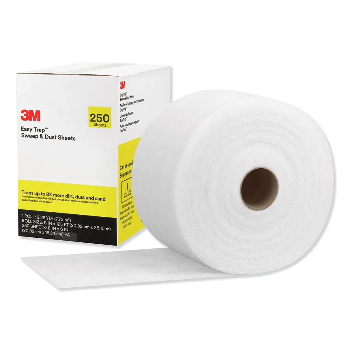 3M Easy Trap Sweep and Dust Sheets Roll 250 Sheets (8" x 6") | Traps 8X More Dirt, Dust, Sand & Hair - main product image