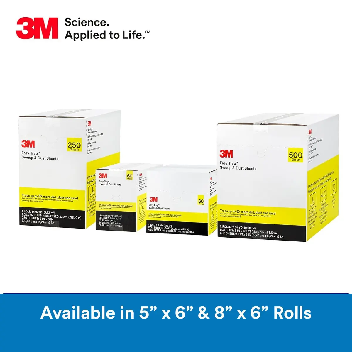 3M Easy Trap Sweep and Dust Sheets Roll 250 Sheets (8" x 6") | Traps 8X More Dirt, Dust, Sand & Hair - view 7