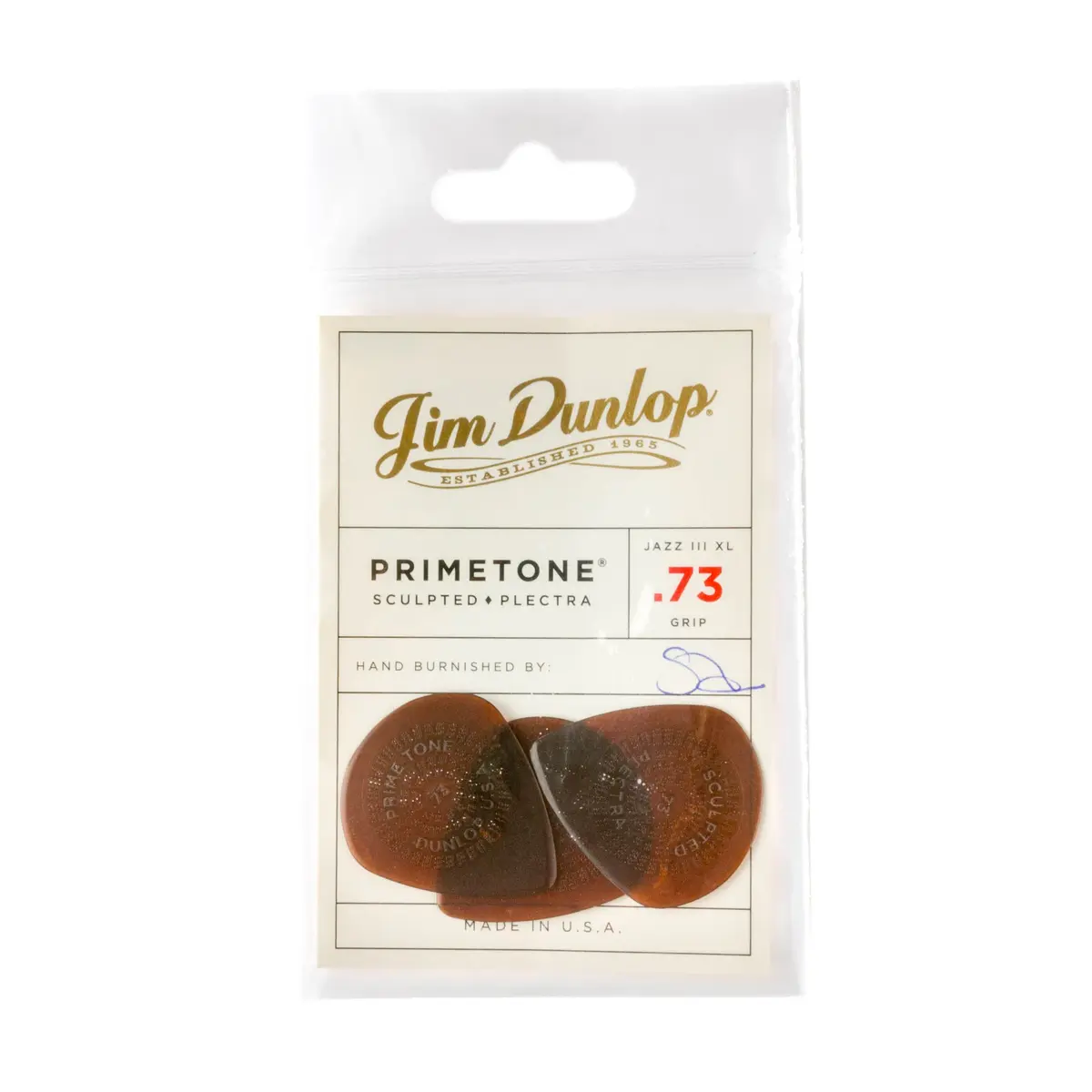 Jim Dunlop Primetone Jazz III XL Grip Picks .73mm (3-Pack) | Sculpted Edges for Articulate Runs - view 4