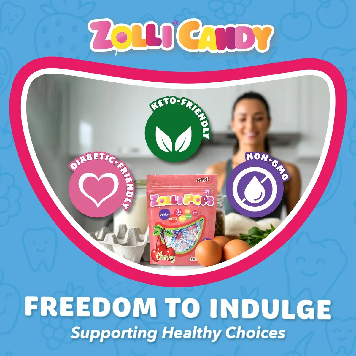 Zollipops Sugar-Free Cherry Flavor Clean Teeth Pops 95g (3.1 oz) | Dentist-Approved Sugar-Free Lollipops - view 5