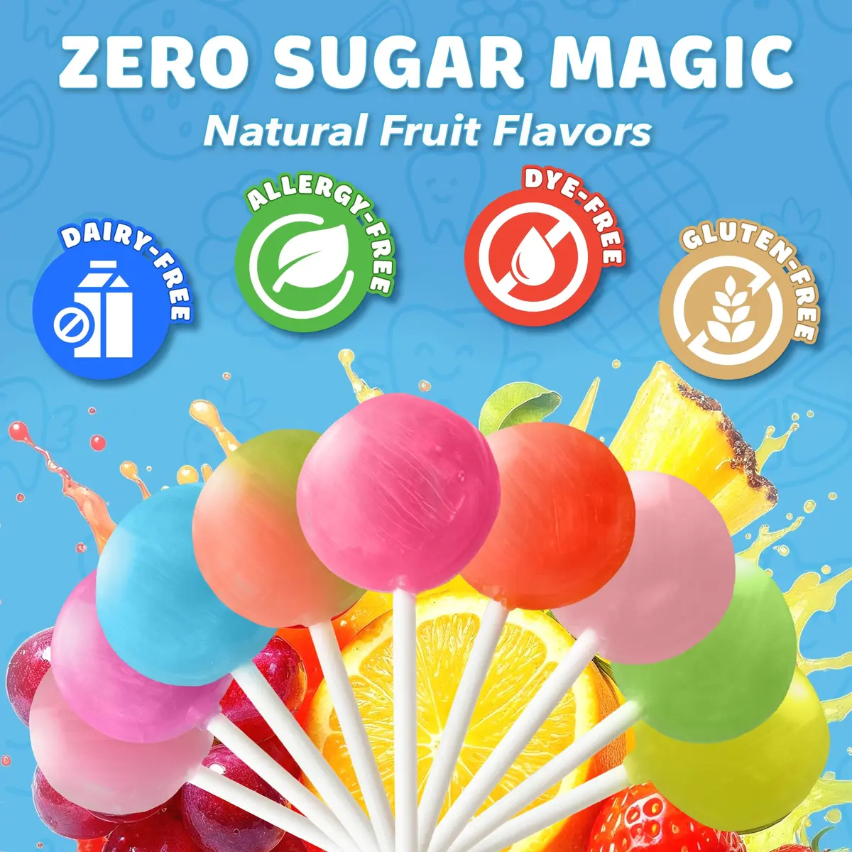Zollipops Sugar-Free Cherry Flavor Clean Teeth Pops 95g (3.1 oz) | Dentist-Approved Sugar-Free Lollipops - view 3