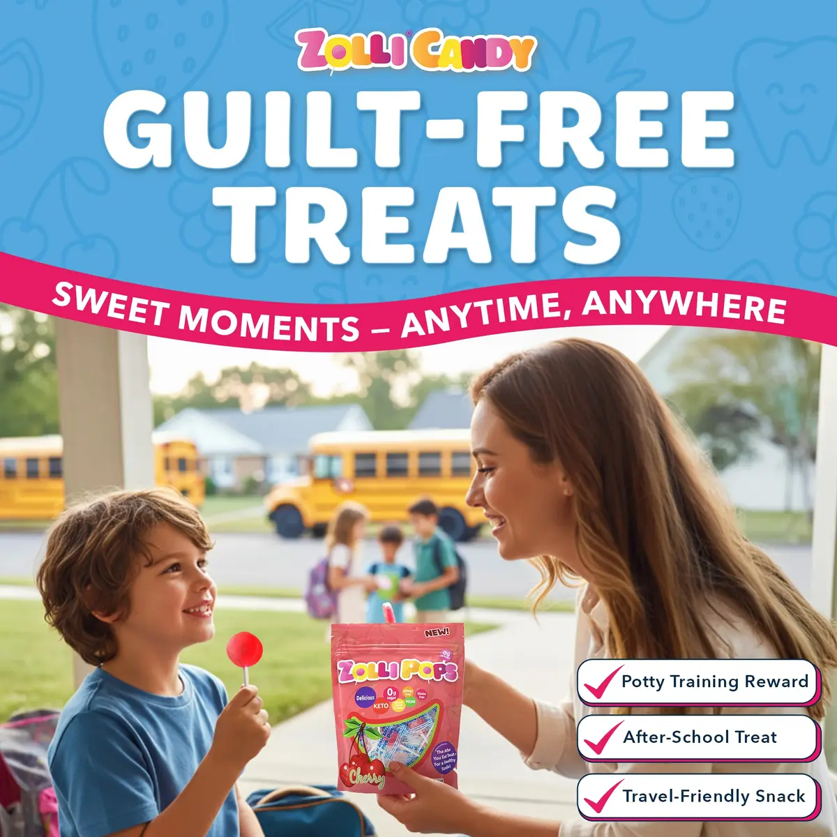 Zollipops Sugar-Free Cherry Flavor Clean Teeth Pops 95g (3.1 oz) | Dentist-Approved Sugar-Free Lollipops - view 4